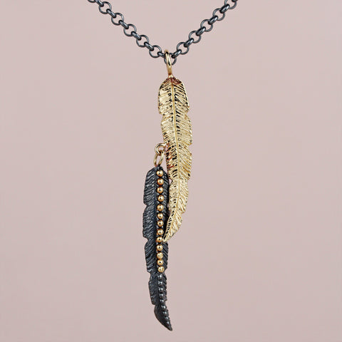 Double Sided Feathery Pendant
